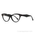 Design di lusso Donne Diamond Acetato Ocolatti a cornice ottica